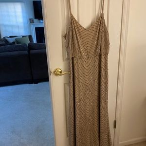 Elegant beaded champagne color gown